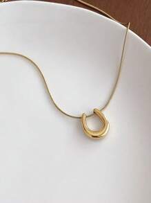 Collar con colgante de herradura en forma de U, collar de clavícula delicado para mujer, collar para sudadera