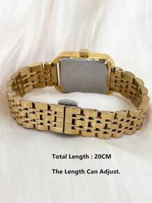 Pablo Raez 1pc Ladies Vintage Watch 18K Gold Jewelry Stainless Steel Bracelets Chain Summer Accessories Wristwatch Silver Color Non Tarnish Top Level AAA Original Charming Hours High Quality Women Watch Luxury Dress Watch IPS Plated Elegant Brand New Rectangle Gorgeous Design Quartz Watch