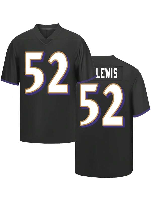 Men's Football Jersey 52 Balck Embroidered Sports T-Shirt Casual Training Competition Short Sleeved Top