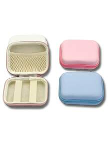 Bolsa organizadora digital portátil, caja de almacenamiento protectora de color caramelo de piel sintética (PU) adecuada para adaptador de carga, cámara pequeña, unidad flash USB, cable de datos y otros accesorios digitales - Blanco - Ver 7