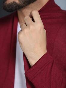 Men's Cardigan Cold Weather Blouse Overcoat Kimono Jacket Long Sleeve Coat With Pocket Fleece Knit Plus SIZE EXG SIZE - Màu Đỏ Sâu - Xem 7