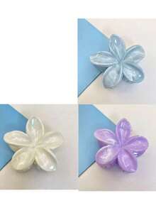 3 件 8 厘米/3.15 英寸粉色、白色、蓝色花朵形塑料发夹，优雅、百搭，适合女性，夏季必备，适合浓密头发，学校用品，大学 - 彩色 - 查看 16