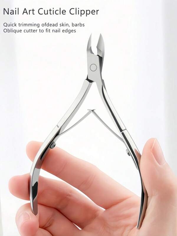 Juego de tijeras de acero inoxidable para manicura y cutículas, con empujador y removedor de cutículas de doble punta, kit de herramientas para arte de uñas