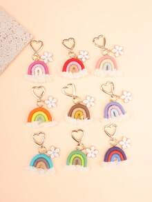 1 件女式北欧风格彩虹 Macrame 钥匙扣吊坠带花卉流苏时尚包饰背包装饰钥匙扣适用于包包汽车配件女士