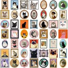 50張貓咪動物乙烯貼紙－彩色卡通塗鴉貼紙，適用於筆記本電腦、行李箱、吉他、汽車和電腦－可重複使用的PVC塗鴉貼紙，可愛貼紙學校用品 - 彩色 - 查看 12