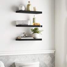 3 Pack Floating Shelves Wall Mounted Rustic Wood Shelves For Living Room Bedroom Kitchen - Multicolor - View 8