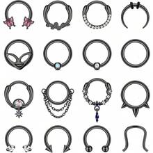 Milacolato 16Pcs 16G Septum Rings Hoop For Women Men Surgical Steel Dangle Septum Jewelry Septum Clicker Horseshoe Nose Rings Hoop Hinged Segment Daith Helix Tragus Cartilage Earrings Piercing - 彩色 - 查看 13