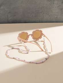 1 副儿童粉色花朵装饰时尚眼镜和 1 条粉色仿珍珠眼镜链 - 粉色 - 查看 4