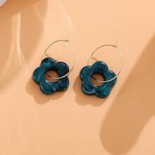 6 paires de boucles d'oreilles à fleurs minimalistes et mignonnes de couleur macaron en acrylique, convenant à la tenue quotidienne des femmes