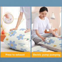 4 件花卉图案真空收纳袋套装，大容量节省空间压缩密封袋，适用于棉被、枕头、毛毯、床上用品、衣服、被子、床单，密封防潮、防尘，塑料材质，拉链密封，存储空间增加 80%