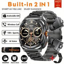 2025 New Headset 2-In-1 Smart Watch Is The Same For Men And Women, With Wireless Earplug Hifi Sound Effect, 1.53-Inch HD Screen, Bluetooth Call,NFC Control, 100+ Sports Mode, Fitness Tracker Sports Music Watch Compatible With I0S Android For Watch 7 ULTRA