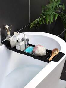 浴缸托盘可扩展伸缩浴室收纳架多功能浴缸架家用沥水架酒架适用于蜡烛毛巾书籍酒手机淋浴、浴室配件、房间装饰