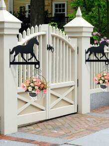 [Heavy-Duty Metal Plant Hanger] Heavy-Duty Metal Horse Silhouette Wall-Mounted Plant Hanger | Contemporary Outdoor Decor For Flower Pots, Lanterns, Bird Feeders & Wind Chimes | Easy Installation With Included Hardware, Horse Decor