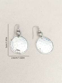 1 paire de boucles d'oreilles pendantes simples et vintage à design martelé rond, cadeau de bijoux convenant pour le port casual quotidien des femmes