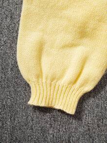 [Tops] Butter Yellow Knotted Long Sleeve Cardigan - Minimalism, Office Wear, Vintage, Simple, French Style. Women's Solid Color Knitted Cardigan Sweater, Can Be Worn Over Blouses, Plus Size Cute Open Cardigan - Yellow - View 7