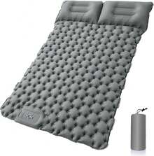 Colchoneta Camping Doble Autohinchable, Esterilla Acampar Plegable Hinchable con Almohadas, Colchón Impermeable Matrimonial, para Mochileros, Senderismo (Gris) - Gris Oscuro - Ver 1