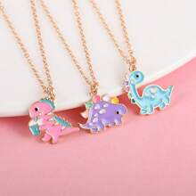 3Pcs/Set Cartoon Dinosaur Best Friend Necklace BFF Friendship Jewelry Gifts For Girls