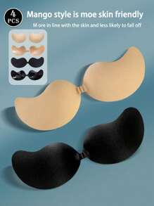 2/3/4 Peças Sutiãs Invisíveis Adesivos em Formato de Manga - Sutiãs de Silicone Sem Alças com Efeito Push-Up para Vestidos Sem Costas, Almofadas Autoadesivas Respiráveis e Reutilizáveis para Levantar o Busto, Amigáveis com a Pele