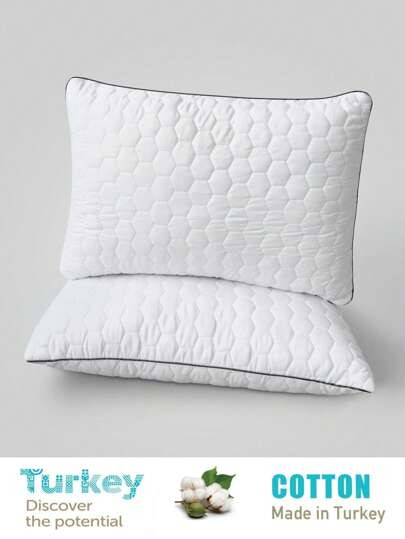 1pc Hotel Home Bed Pillow, Luxe Quality, Made Premium Zachte Feather Alternative Filling, Com Tafel High Elasticity Pillows, Bedroom, Guest Room, Dorm Room (50x70) view 2