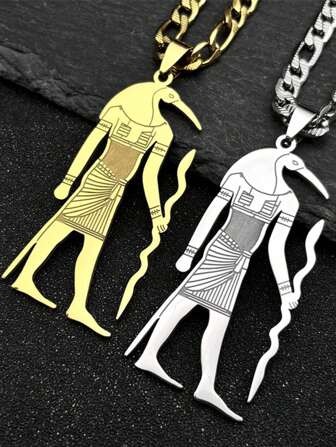 Vintage Hip Hop Egyptian God Anubis Pendant Necklace For Women Men Stainless Steel Gold Color Chain Ankh Necklaces Jewelry