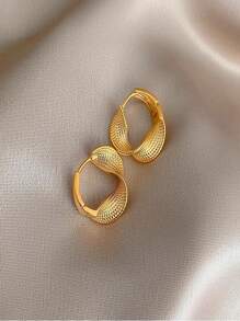 1 Pair Niche Geometric Circle Twist Texture Earrings, Suitable For Social, Party, Everyday Occasions, Can Be A Gift For Girlfriend/Mother