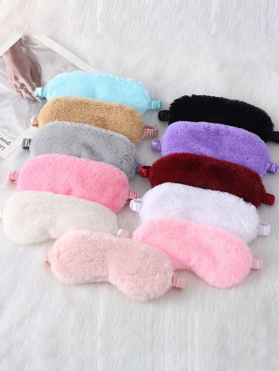 1pc Plush Satin-Like Blackout Breathable Elastic Band Design Sleep Mask, Multi-Scene Applicable, Multiple Color Options