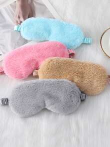 1pc Plush Satin-Like Blackout Breathable Elastic Band Design Sleep Mask, Multi-Scene Applicable, Multiple Color Options - Multicolor - View 8