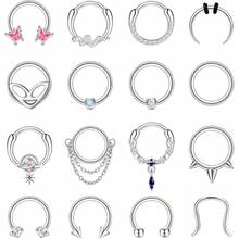 Milacolato 16Pcs 16G Septum Rings Hoop For Women Men Surgical Steel Dangle Septum Jewelry Septum Clicker Horseshoe Nose Rings Hoop Hinged Segment Daith Helix Tragus Cartilage Earrings Piercing - 彩色 - 查看 12