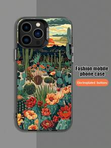 花朵 1 件时尚仙人掌图案防震手机壳适用于 iPhone11/12/13/14/15/16/16PRO/16PROMAX、GalaxyA05/A15/A25/A35/A53/A54/A55/S23/S24ULTRA - 彩色 - 查看 5