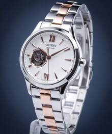 Orient Relógio Mecânico Feminino Orient com Mostrador Branco e Pulseira de Aço Inoxidável, Estilo Elegante de Negócios, Adequado para Uso Diário, Encontros, Presentes e Várias Festas RA-AG0020S10B