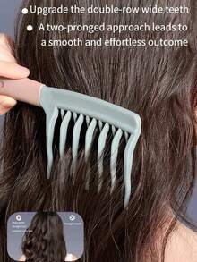 1 件双排波浪齿卷发刷，适合长而浓密的头发 - 防静电顺发宽齿圆刷，符合人体工程学手柄，加热定型和自然造型，耐用塑料发刷，用于明确的卷发和波浪，卷发刷，返校、旅行度假必需品，女士发饰