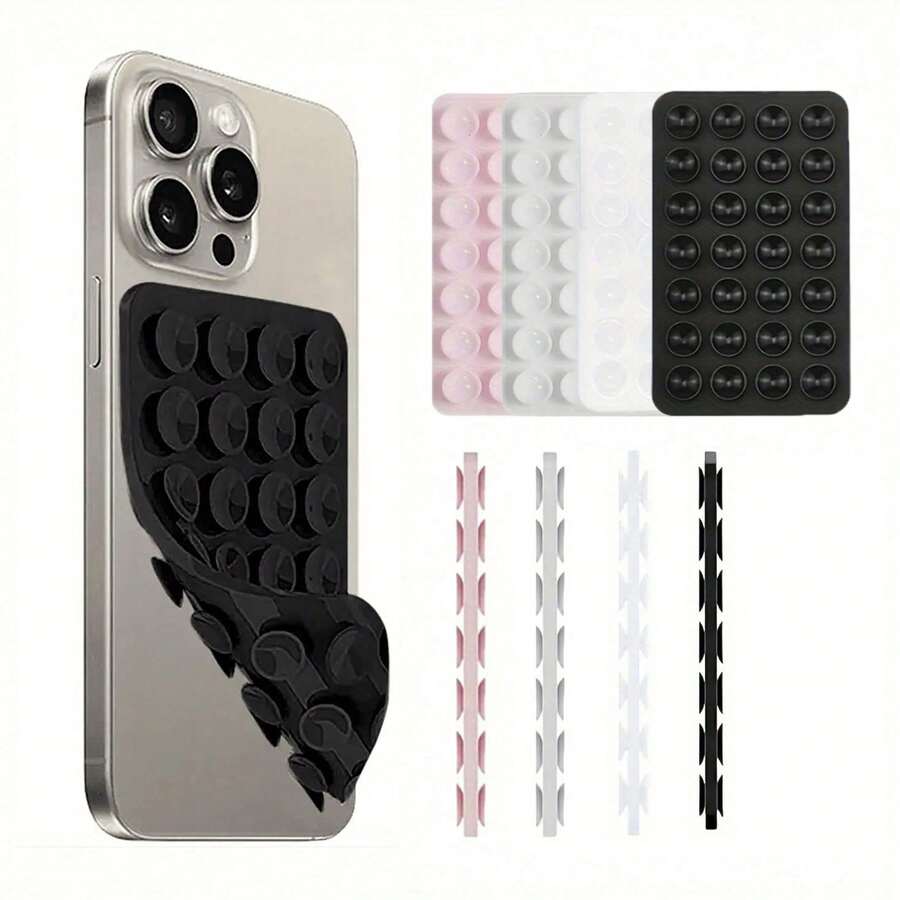 1个硅胶吸盘手机支架，双面八角形粘性手机支架，免提手机配件，强力粘性自拍和视频支架（28个吸盘） - 彩色 - 查看 1