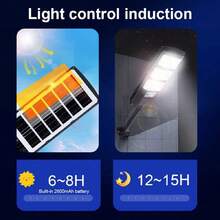 Super Bright Solar Lights Outdoor External Solar Lamp Motion Sensor Remote Control Solar Powered Spotlight Lamp Wall Street Lamp - Black - View 7
