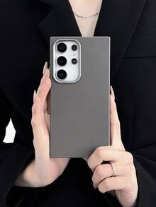 极简时尚白色/灰色/黑色仿皮纹理手机壳，防指纹，防水，防汗，纤薄柔软触感，兼容三星/型号 - 灰色 - 查看 9