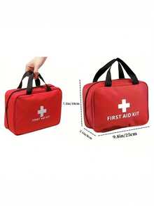 184 piezas Kit de primeros auxilios, suministros médicos de emergencia multiusos portátiles, adecuado para excursiones al aire libre, campamento, etc. - Rojo - Ver 5