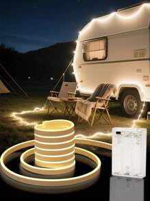 1 pièce Guirlande lumineuse à LED néon alimentée par batterie, décoration d'intérieur/extérieur pour cuisine, chambre à coucher. Lumière néon en silicone moderne et flexible. Ruban lumineux néon à LED réglable, étanche IP65