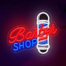 Barber Shop 10 Level Dimmablee LED Neon Decor Sign, Wall/Desktop Business Sign, For Indoor And Outdoor,Unique Decoration For Barber Shop,Gift For Friend/Shop/Stores/Room, 5V2A USB Powered - FY-TM-250186 - 查看 1