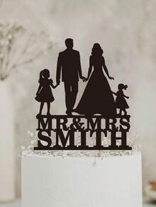 Personalized Wedding Family Cake Topper Customed Mr & Mrs Couple Family Silhouette Anniversary Topper - Multicolor - View 25