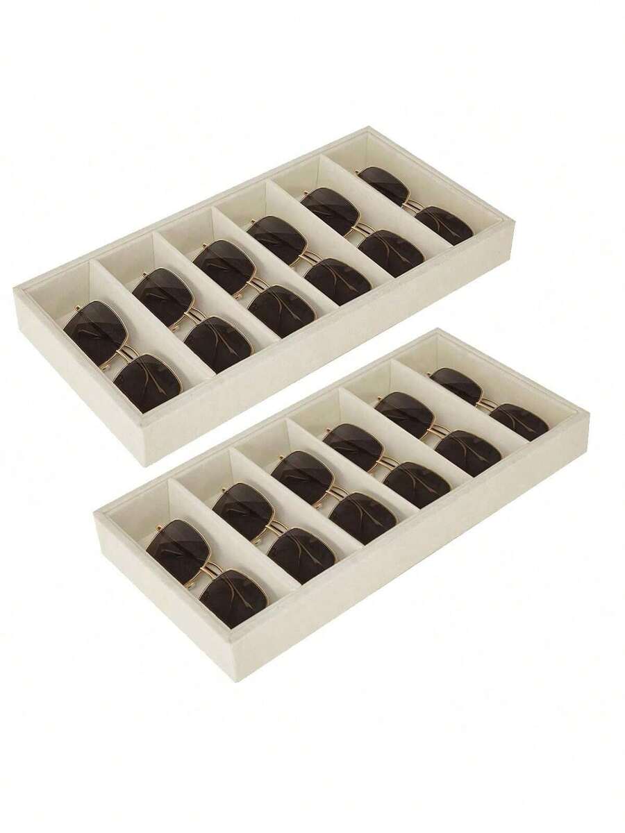 منظم النظارات الشمسية من الفلوت - صينية تخزين متعددة الاستخدامات للنظارات والمجوهرات (الخواتم والقلائد والأساور والساعات) للرجال والنساء