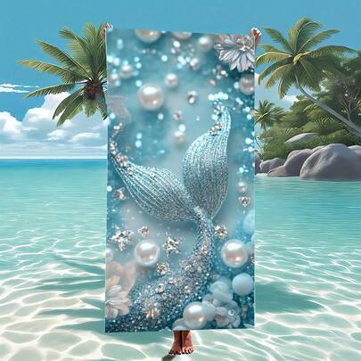 [Quick-Dry Ultra-Fine Fiber Beach Towel], Beach Themed Beach Towel, Minimalist Style, Extra Large Size, Soft, Ins Style, Girlfriend Gift, Skin-Friendly, UV Protection, Anti-Sand, Quick-Dry, Suitable For Summer, Beach, Camping, Sports, Ultra-Fine Fiber Beach Towel, Must-Have Summer Gift