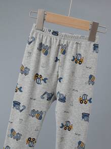 6件套年轻男童卡通内衣套装，可爱汽车图案加厚长袖睡衣，太空宇航员印花家居服秋季 - 彩色 - 查看 8