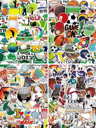 50/200 st. Roliga golf-, badminton-, baseboll-, alla typer av bollspel tecknade graffiti-klistermärken PVC vattentätt material som kan användas för laptop dekorativa klistermärken PVC självhäftande vattentätt material glas klistermärken motorcykelhjälm bil klistermärken presentask dekoration gitarr anteckningsbok bagage gör-det-själv handgjorda konto dekoration klistermärken tillbaka till skolan säsong