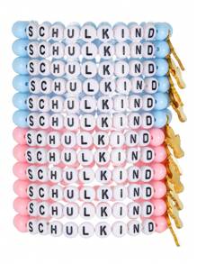 12pcs/Set Graduation/Back To School/Teachers' Day Beaded Bracelet With Resin CCB, Stainless Steel Angels, Letters "SCHULKIND", Heart Pendants, Suitable For Daily Wear By Women