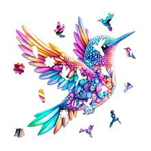 Wooden Puzzle, 3D Optical Illusion - Book Magic / Silent Wisdom / Glittering Dragon / Jewel Hummingbird, Asymmetrical Animal Shaped Wooden Jigsaw Puzzle Toys, Unique Party Game Gifts, Decorative Art Paintings, Tabletop Magic Puzzles, Distinctive Children's Educational Puzzles, Holiday Gifts, Suitable For Kids, Easter, Mother's Day Gifts - Multicolor - View 10