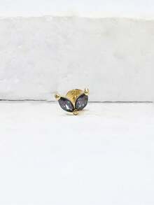 1 chiếc khuyên tai đá mắt ngựa cầu vồng 925 bằng bạc Sterling dành cho nữ khuyên tai phẳng trang sức tối giản quà tặng sụn xoắn cho tiệc cưới của cô ấy trang sức cao cấp - Vàng - Xem 4