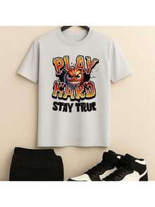 Camiseta Masculina Streetwear Basketball Play Hard Lançamento Tecido de Alta Qualidade - Cinza - Visão 2