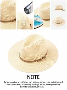 1pc Casual Straw Textured Sun Hat, Suitable For Spring, Summer, Autumn, Versatile Casual Work Holiday - Teardrop Hat - View 3