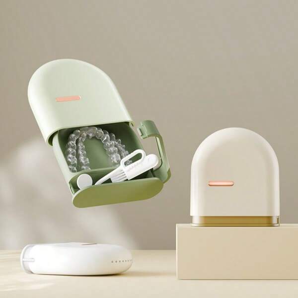 1 Stück tragbare Zahnspangen-Aufbewahrungsbox, Aufbewahrungsbox für Prothesen & kieferorthopädische Geräte für Kinder für Reiseessentials, Badezimmer-Accessoires, Wohnheim-Bedarf