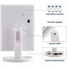 Espejo Plegable de 4 Paneles con 16 Luces LED y Aumento Triple (1x/2x/3x) – Rotación 180° para Maquillaje en Casa, Viajes, Tocador de Dormitorio y Estaciones de Salón