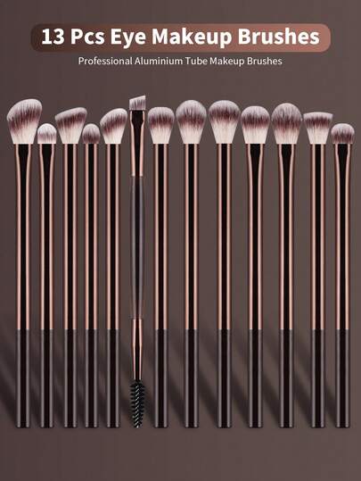 13pcs/Set Professional Soft Long Handle Aluminum Makeup Brush Set (Including Eyelash Brush, Eyeshadow Brush, Eyebrow Brush, Blending Brush, Lip Brush, Highlighter Brush, Concealer Brush), Suitable For Powder/Liquid/Cream Makeup, Daily & Travel Use, Thoughtful Makeup Gift For Friends,Brush Set,Makeup Brush Kit,Make Up Brush Set,Make Up Set Complete,Makeup Brush Set,Complete Makeup Kit,Brush Kit,Brushes Makeup Set,Makeup Gift Set,Set,Giveaways,Professional Makeup Brushes,Complete Makeup Set